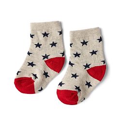 Cute Walk by Babyhug Non Terry Knit Anti-bacterial Ankle Length Striped Socks With Space Design Pack of 3 - Grey, Blue & Red