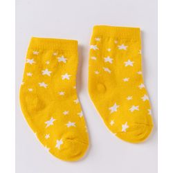 Cute Walk By Babyhug Non Terry Knit Anti Bacterial Ankle Length Striped Socks With Football & Star Design Pack of 3 - Yellow, White & Sky Blue