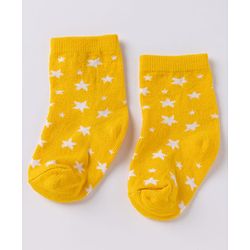 Cute Walk By Babyhug Non Terry Knit Anti Bacterial Ankle Length Striped Socks With Football & Star Design Pack of 3 - Yellow, White & Sky Blue