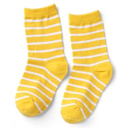 Cutewalk By Babyhug Knit Ankle Length Striped Antibacterial Socks With Animal Design Pack of 3 - Yellow Green White