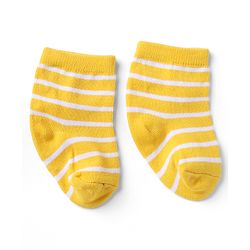 Cutewalk By Babyhug Knit Ankle Length Striped Antibacterial Socks With Animal Design Pack of 3 - Yellow Green White