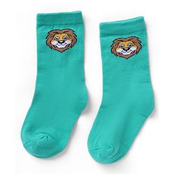 Cutewalk By Babyhug Knit Ankle Length Striped Antibacterial Socks With Animal Design Pack of 3 - Yellow Green White