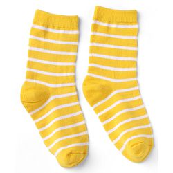 Cutewalk By Babyhug Knit Ankle Length Striped Antibacterial Socks With Animal Design Pack of 3 - Yellow Green White