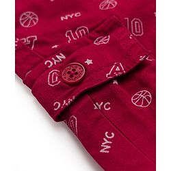 Babyhug Twill Woven Above Knee Length Text Printed Bermuda - Dark Red