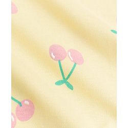 Babyhug 100% Cotton Interlock Knit Half Sleeves Onesies With Cherry Print & Cap- Yellow