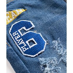 Babyhug Full Length Denim Jeans With Stretch & Patch - Blue