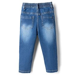 Babyhug Full Length Denim Jeans With Stretch & Patch - Blue