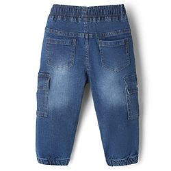 Babyhug Denim Full Length Washed Jeans with Stretch in Blue
