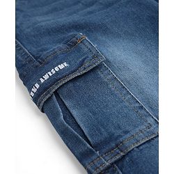 Babyhug Denim Full Length Washed Jeans with Stretch in Blue