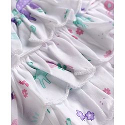 Babyhug 100% Cotton Single Jersey Knit Sleeveless Onesies With Floral Print - White