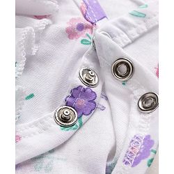 Babyhug 100% Cotton Single Jersey Knit Sleeveless Onesies With Floral Print - White