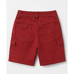 Babyhug Twill Woven Comfort Fit Above Knee Length Bermuda with Athletic Dept. of New York Embroidery in Maroon