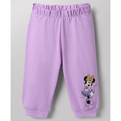 Babyhug Disney 100% Cotton Single Jersey Knit Full Sleeves Co-ord T-Shirt & Pajama Night Suit with Minnie Mouse Graphic & Hearts Print Pack of 2 - White & Lilac