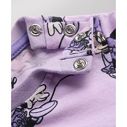 Babyhug Disney 100% Cotton Single Jersey Knit Full Sleeves Co-ord T-Shirt & Pajama Night Suit with Minnie Mouse Graphic & Hearts Print Pack of 2 - White & Lilac