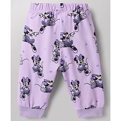 Babyhug Disney 100% Cotton Single Jersey Knit Full Sleeves Co-ord T-Shirt & Pajama Night Suit with Minnie Mouse Graphic & Hearts Print Pack of 2 - White & Lilac