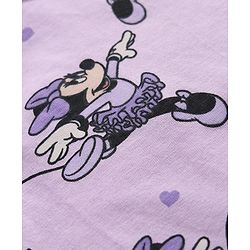 Babyhug Disney 100% Cotton Single Jersey Knit Full Sleeves Co-ord T-Shirt & Pajama Night Suit with Minnie Mouse Graphic & Hearts Print Pack of 2 - White & Lilac
