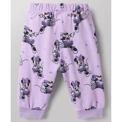 Babyhug Disney 100% Cotton Single Jersey Knit Full Sleeves Co-ord T-Shirt & Pajama Night Suit with Minnie Mouse Graphic & Hearts Print Pack of 2 - White & Lilac
