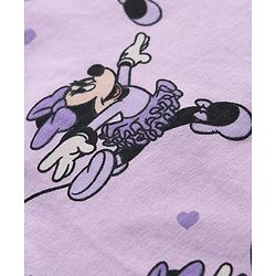 Babyhug Disney 100% Cotton Single Jersey Knit Full Sleeves Co-ord T-Shirt & Pajama Night Suit with Minnie Mouse Graphic & Hearts Print Pack of 2 - White & Lilac