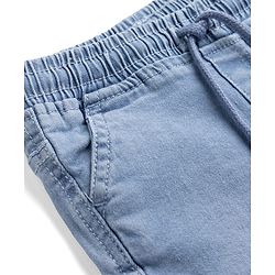 Babyhug Full Length Washed Denim Joggers with Stretch and Cargo Pockets - Blue