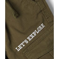 Babyhug Twill Woven Full Length Trousers with Pocket & Text Print - Olive Green