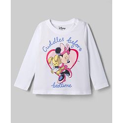 Babyhug Disney Single Jersey Knit Full Sleeves T-Shirt & Pyjama Night Suit with Minnie Mouse Graphic - White
