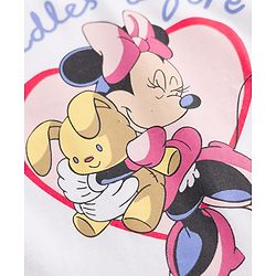 Babyhug Disney Single Jersey Knit Full Sleeves T-Shirt & Pyjama Night Suit with Minnie Mouse Graphic - White