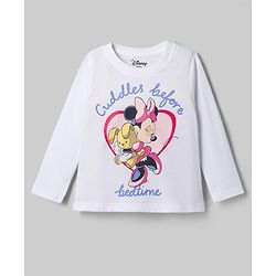 Babyhug Disney Single Jersey Knit Full Sleeves T-Shirt & Pyjama Night Suit with Minnie Mouse Graphic - White
