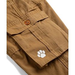 Babyhug Tussor 100% Cotton Woven Full Length Cargo Pant with Paw Print - Brown