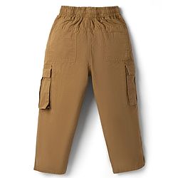 Babyhug Tussor 100% Cotton Woven Full Length Cargo Pant with Paw Print - Brown