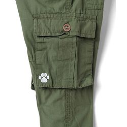Babyhug Tussor 100% Cotton Woven Full Length Cargo Pant with Paw Print - Brown