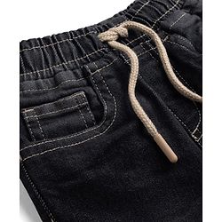 Babyhug Denim Woven Full Length Washed Joggers with Stretch - Black