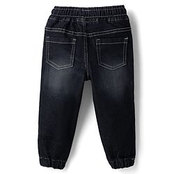 Babyhug Denim Woven Full Length Washed Joggers with Stretch - Black