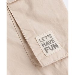 Babyhug Poplin 100% Cotton Woven Full Length Trousers with Text Patch & Cargo Pockets - Beige