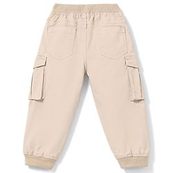 Babyhug Twill Woven Full Length Solid Color Trousers with Cargo Pockets - Olive Green
