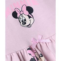 Babyhug Disney Terry Knit Full Sleeves Frock With Minnie Mouse Graphic - Pink