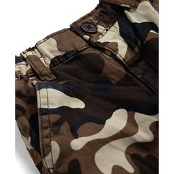 Babyhug Twill Woven Full Length Camouflage Trousers with Stretch & Pockets - Beige & Brown