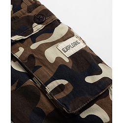 Babyhug Twill Woven Full Length Camouflage Trousers with Stretch & Pockets - Beige & Brown