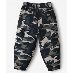 Babyhug Twill Woven Full Length Camouflage Trousers with Stretch & Pockets - Beige & Brown