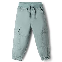 Babyhug Cotton Woven Twill Full Length Trousers with Cargo Pockets in Grey