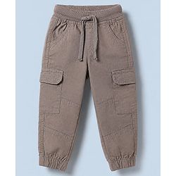 Babyhug 100% Cotton Woven Full Length Trouser in Charcoal Grey for 9-12 Months