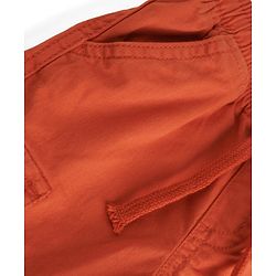 Babyhug Twill Woven Full Length Solid Color Trousers with  Cargo Pockets - Beige