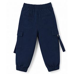 Babyhug Twill Woven Full Length Solid Color Trousers with  Cargo Pockets - Beige