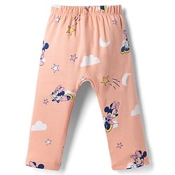 Babyhug Disney Interlock Knit Full Sleeves Onesie With Diaper Legging and Minnie Mouse Graphic - Pink