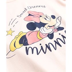 Babyhug Disney Interlock Knit Full Sleeves Onesie With Diaper Legging and Minnie Mouse Graphic - Pink