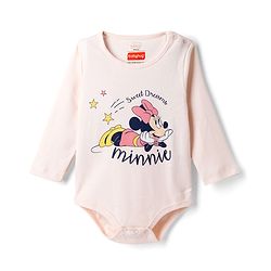 Babyhug Disney Interlock Knit Full Sleeves Onesie With Diaper Legging and Minnie Mouse Graphic - Pink
