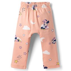 Babyhug Disney Interlock Knit Full Sleeves Onesie With Diaper Legging and Minnie Mouse Graphic - Pink