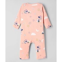 Babyhug Disney Interlock Knit Full Sleeve Rompers With Minnie Mouse Graphic Pack of 2 - Peach & Pink