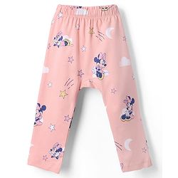 Babyhug Disney 100% Cotton Interlock Knit Full Length Diaper Leggings with Minnie Mouse Graphic Print Pack of 2 - Pink