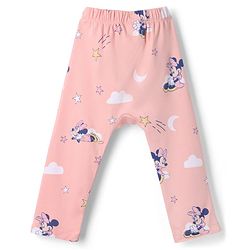 Babyhug Disney 100% Cotton Interlock Knit Full Length Diaper Leggings with Minnie Mouse Graphic Print Pack of 2 - Pink