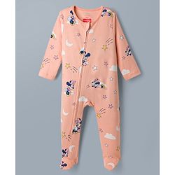 Babyhug Disney Preemie Interlock Knit Full Sleeves Sleep Suit with Minnie Mouse Print Pack of 2 - Pink